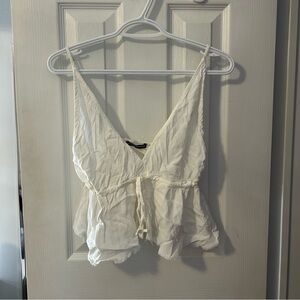 Brandy Melville White Flowy Tank Top